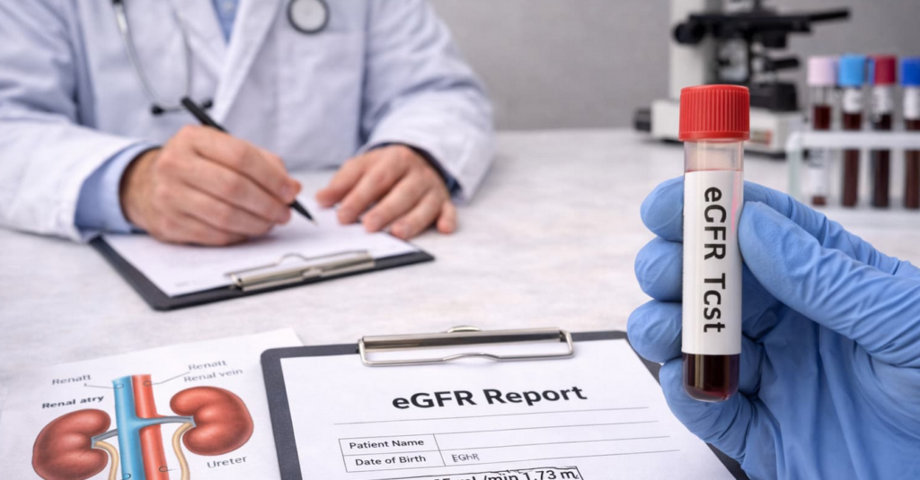 Creatinine vs eGFR kidney test results infographic